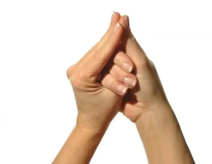 Shankh Mudra hand gesture for throat health and voice quality