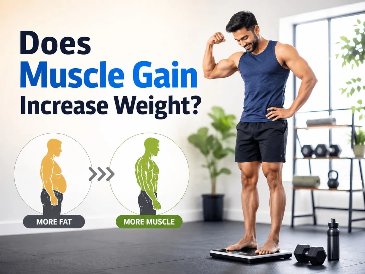 Illustration of body recomposition — muscle gain versus fat loss