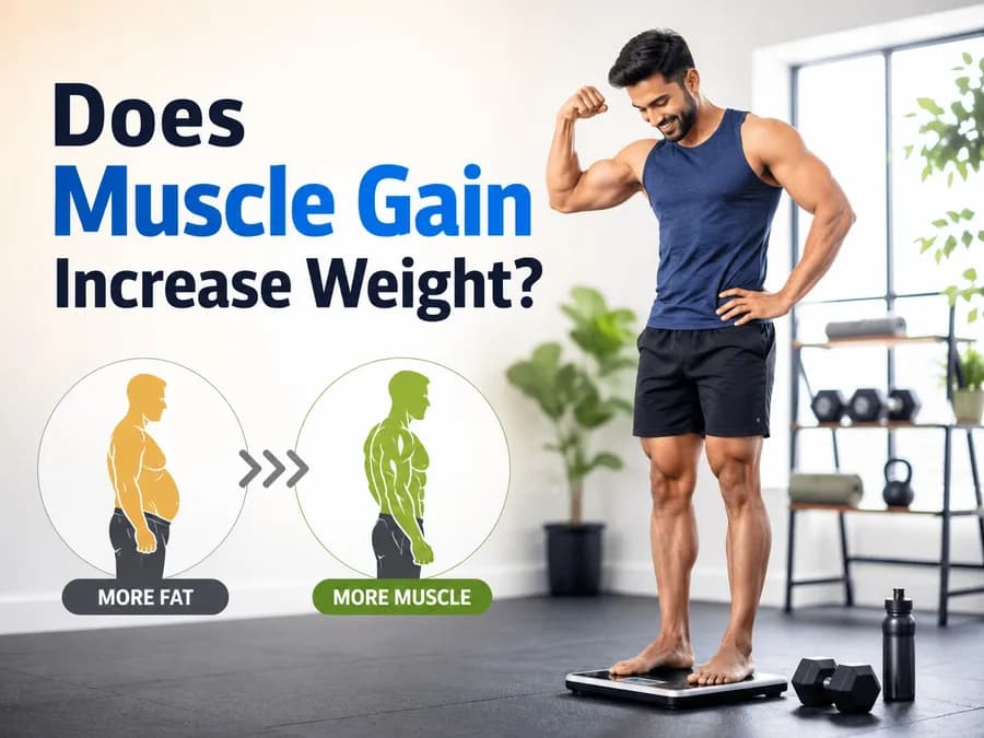 Illustration of body recomposition — muscle gain versus fat loss
