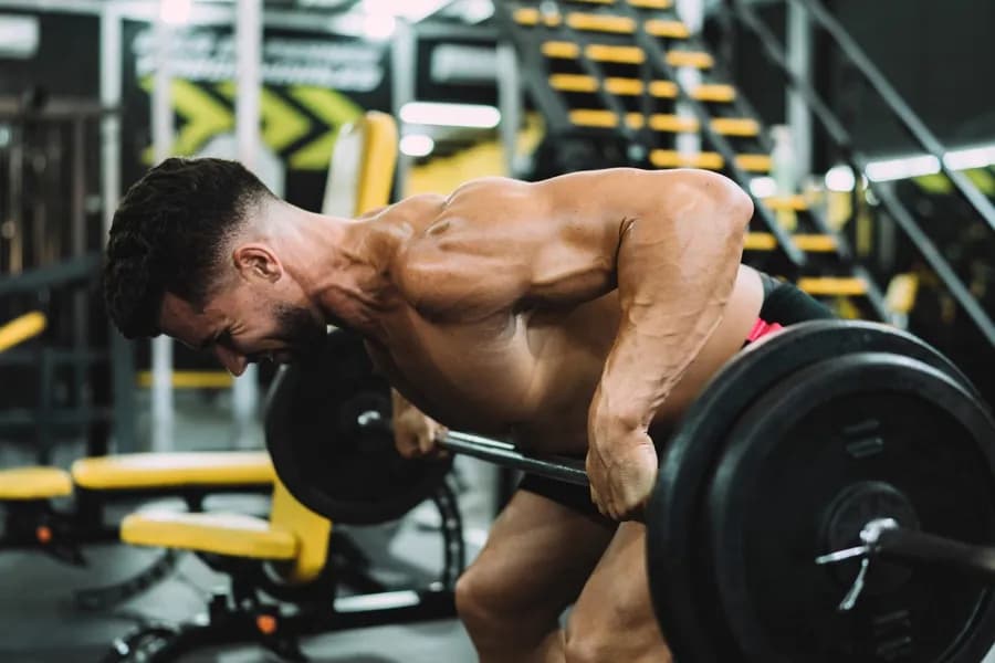 Profile of strongman lifting weights with the barbell