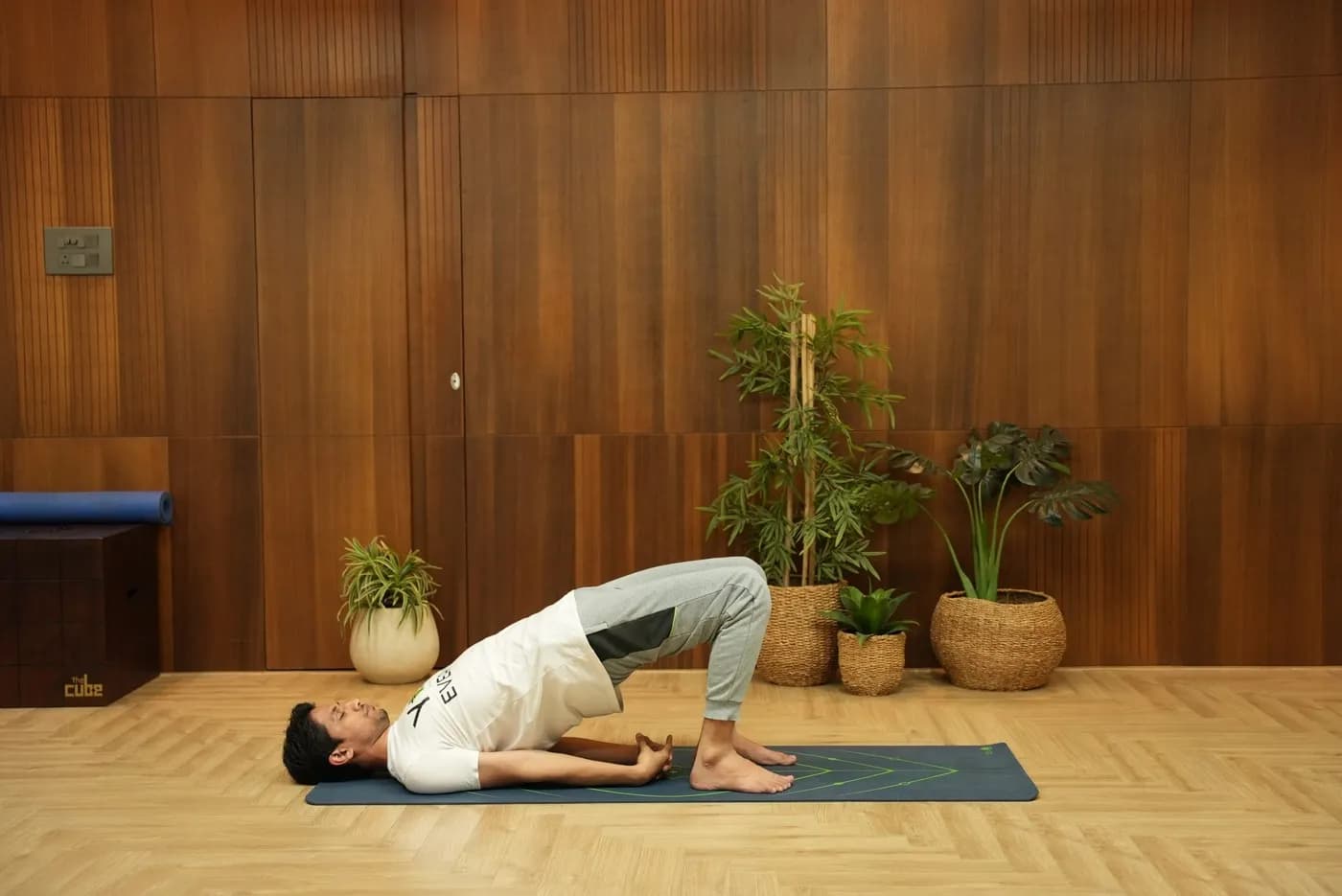Setu Bandha Sarvangasana (Bridge Pose) demonstrated with active and supported block variations