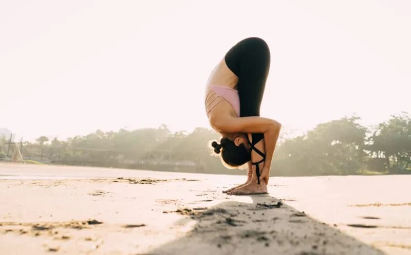 side view of caucasian female yogi stretching body 2026 03 24 23 15 07 utc