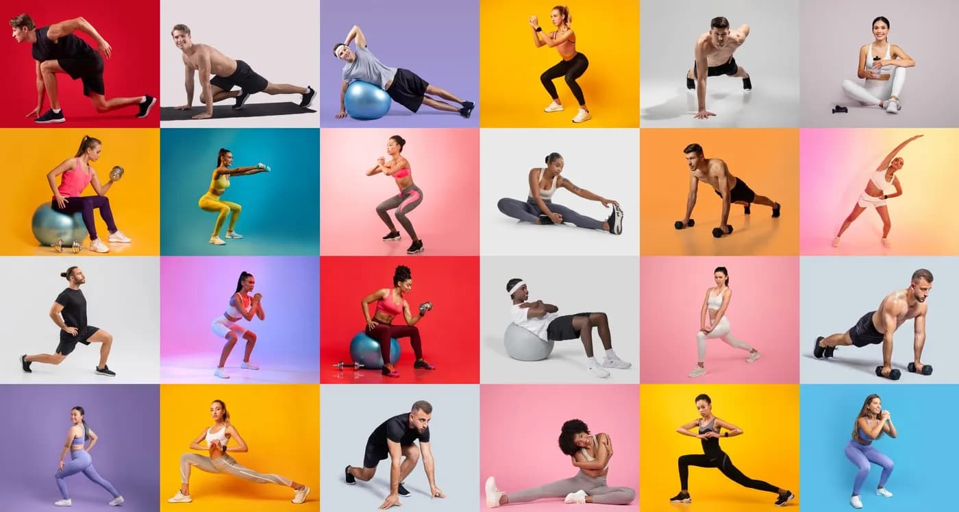 people doing different kinds of exercises